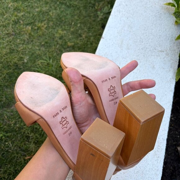 Sass & Bide Tan Leather Block Heel Sandals - Picture 5 of 6